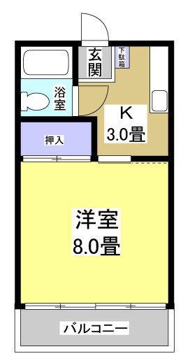 ロイヤル中泉(1K/2階)の間取り写真