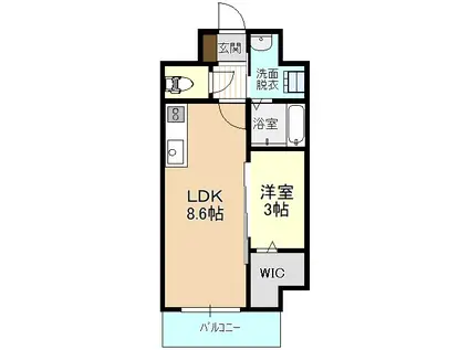 IRMS III(1LDK/6階)の間取り写真