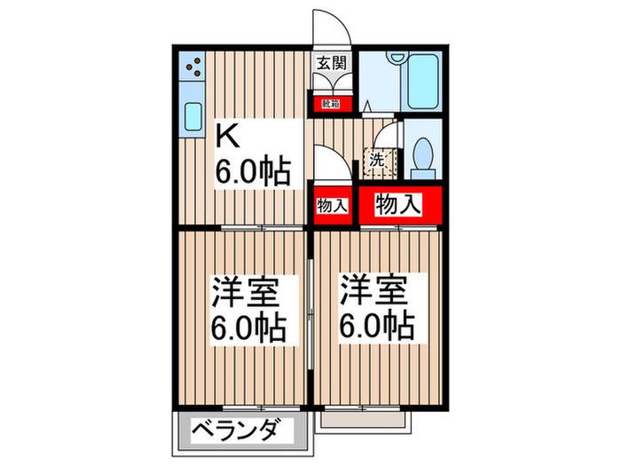 サンハイツ(2K/1階)の間取り写真