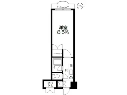 シャンブル向山(1K/2階)の間取り写真