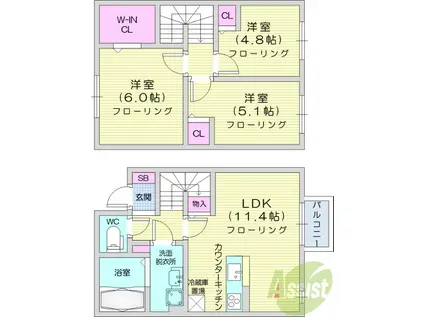 アイリ―コート南小泉(3LDK/1階)の間取り写真