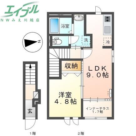 パティオ(1LDK/2階)の間取り写真