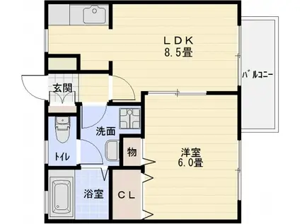 ドリーム5 C棟(1LDK/2階)の間取り写真