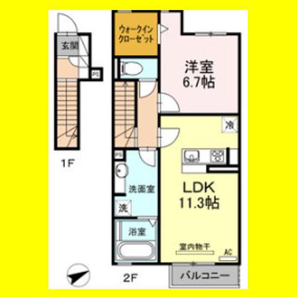 ミルハーナ(1LDK/2階)の間取り写真
