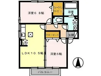 プラザ・シャルム A棟(2LDK/1階)の間取り写真