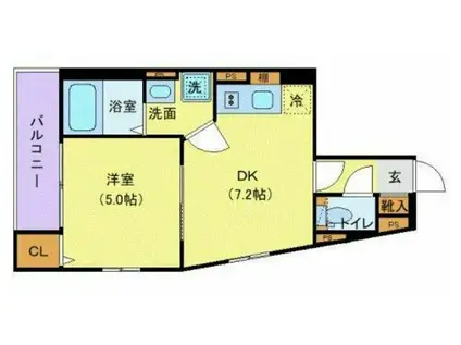 LEAF VILLAGE 新宿若松(1DK/1階)の間取り写真