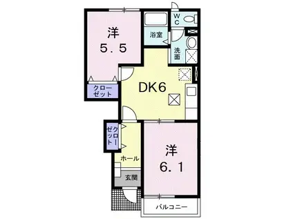 メゾンコニファーII(2DK/1階)の間取り写真