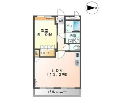 フォレスト・ヴィラ(1LDK/2階)の間取り写真