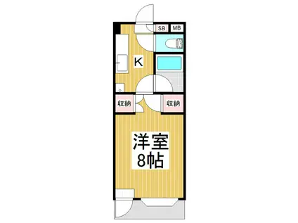 アップルズH(1K/2階)の間取り写真