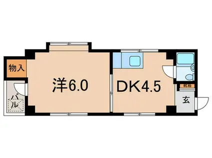 富松城レジデンス(1DK/2階)の間取り写真