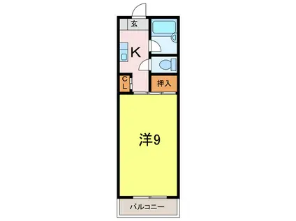 パレスハートA棟(1K/1階)の間取り写真