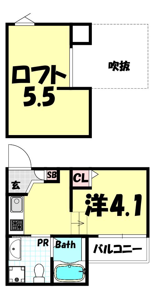 オリーブテラス神戸(1K/1階)の間取り写真