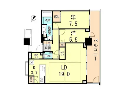 ベイシティタワーズ神戸イースト(2LDK/17階)の間取り写真