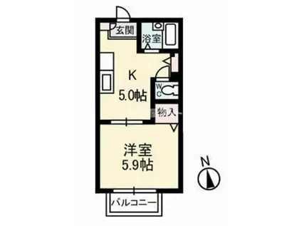 コーポつくし津ノ井(1K/1階)の間取り写真