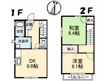 コーポクレスト(2DK/1階)の間取り写真