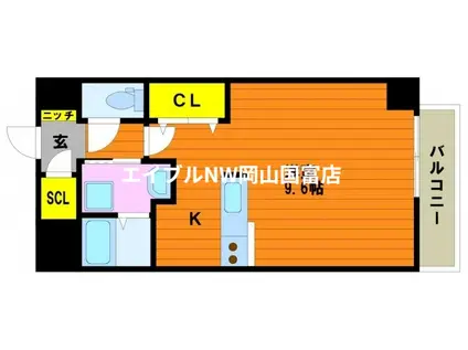 ウイング21中山下II(ワンルーム/9階)の間取り写真