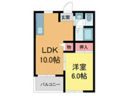 秀明ハイツII(1LDK/1階)の間取り写真