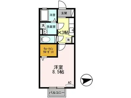 アフロディア(1K/2階)の間取り写真