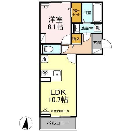 スリーライン高崎(1LDK/2階)の間取り写真