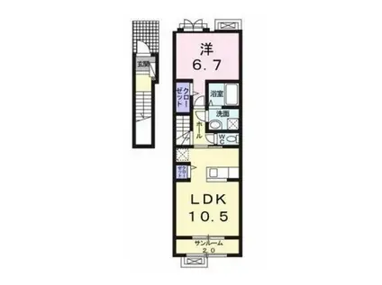 オリーブ(1LDK/2階)の間取り写真