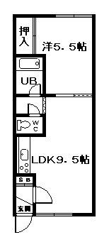 コーポ順(1LDK/2階)の間取り写真
