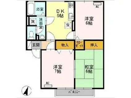 ヴィラ・ロワイヤル参番館(3DK/2階)の間取り写真