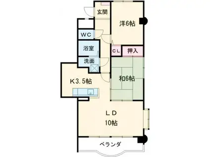 フォレスト(2LDK/2階)の間取り写真