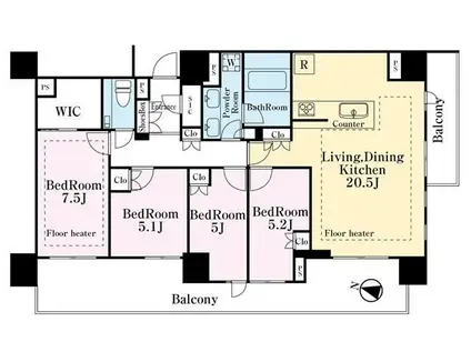 ブランズ本郷(4LDK/10階)の間取り写真