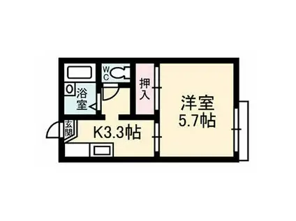 フォーブルMR(1K/2階)の間取り写真