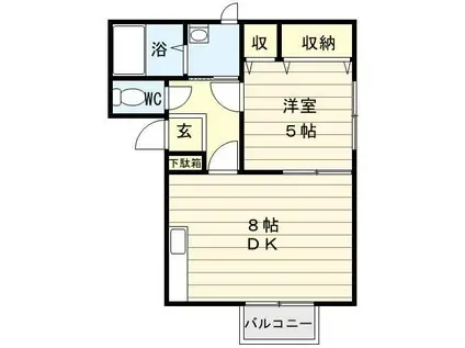 出雲ハイツB棟(1DK/1階)の間取り写真