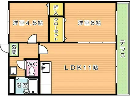 エルハイツ王子(2LDK/1階)の間取り写真