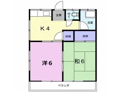 第二五橋苑(2K/2階)の間取り写真