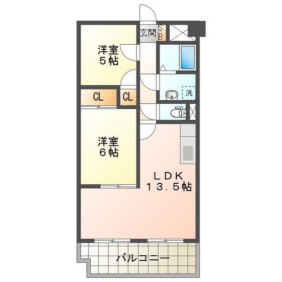 グレースマンション藤(2LDK/7階)の間取り写真