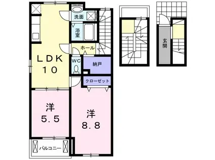 豊橋鉄道渥美線 三河田原駅 バス乗車時間：9分 最寄りバス停で下車 徒歩5分 3階建 築11年(2LDK/3階)の間取り写真