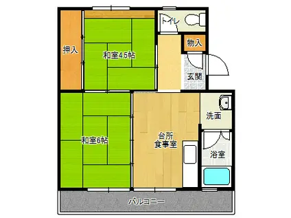 有野団地(2DK/4階)の間取り写真