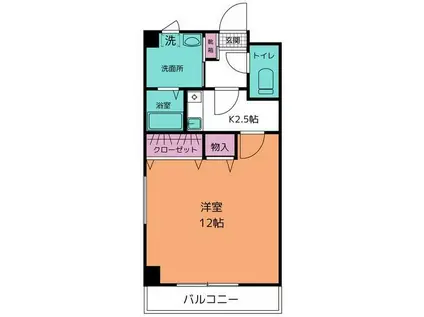 ガーデンオブモニカ(1K/2階)の間取り写真