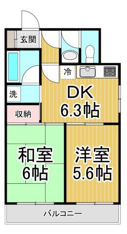 セントラル第二東園田(2DK/4階)の間取り写真
