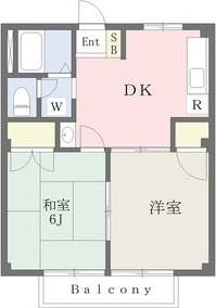 サンビレッジA(2DK/1階)の間取り写真