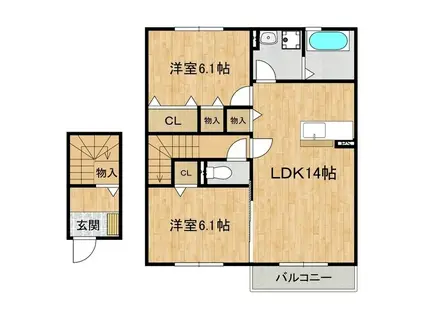 ルーチェI(2LDK/2階)の間取り写真