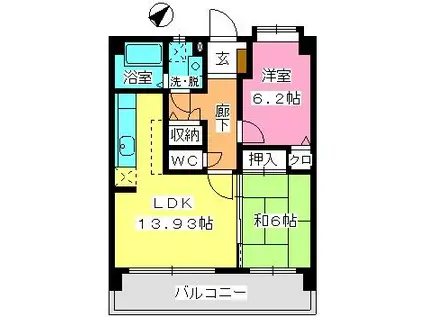 プロシード曰佐(2LDK/5階)の間取り写真