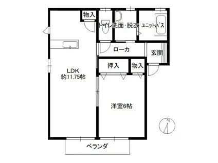 メゾン倉敷川(1LDK/2階)の間取り写真