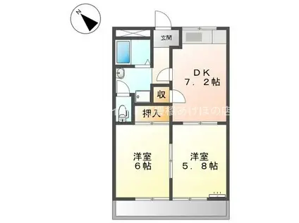 レジデンス伊藤(2DK/1階)の間取り写真