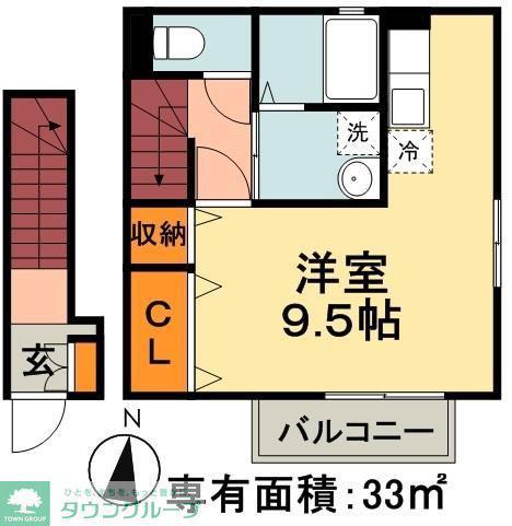 ピースサル(ワンルーム/2階)の間取り写真