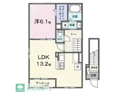 ヴィルコメン(1LDK/2階)の間取り写真