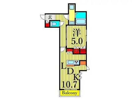 IRIYA 町屋 DE COCO II(1LDK/2階)の間取り写真
