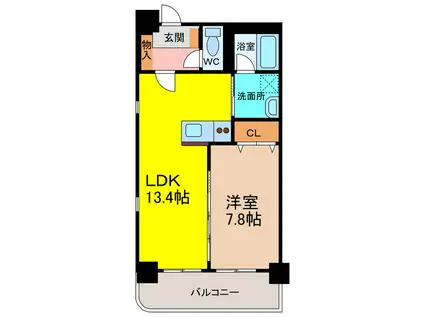 YSENレジデンス神園(1LDK/2階)の間取り写真