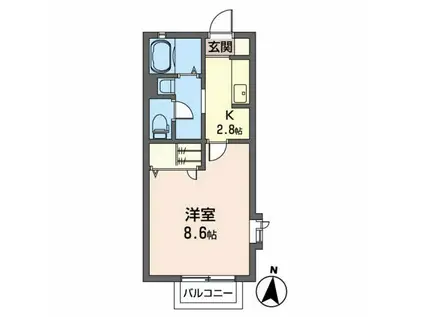 レジデンスRO(1K/2階)の間取り写真