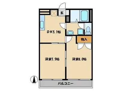 アンプルール フレア(2DK/2階)の間取り写真