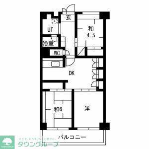 テレパレス横須賀(3DK/2階)の間取り写真