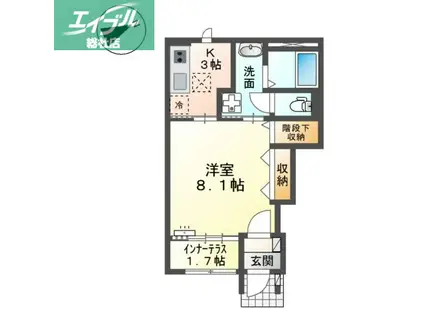 スターテラスII 福田町古新田(1K/1階)の間取り写真